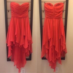 Arden B Coral Chiffon cocktail dress